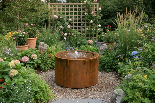 The Hanmer Table Top Cylinder Corten Water Feature (NEW)