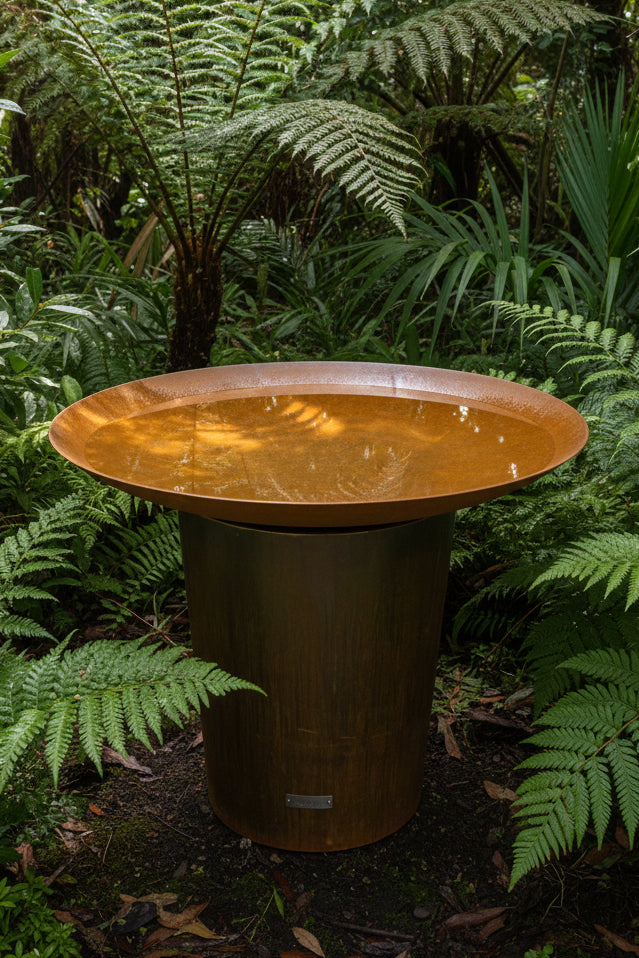 The Kingfisher Small Tapered Corten Steel Bird Bath