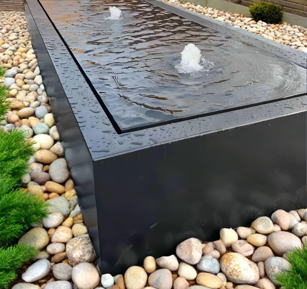 The Hanmer Double Table Top Water Feature Black