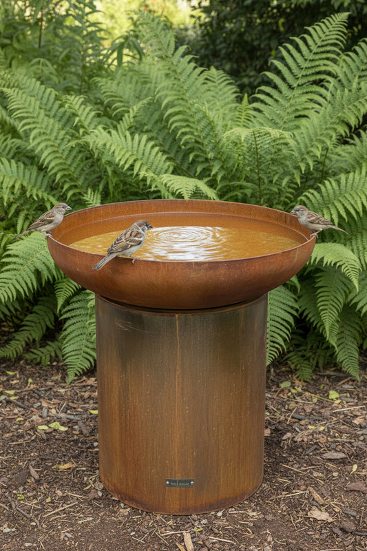 The Tui 600 Corten Steel Bird Bath