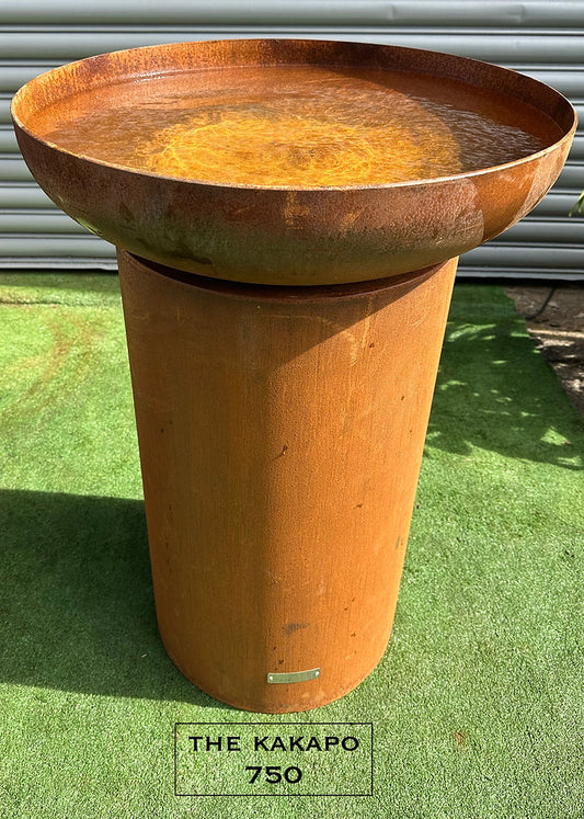 The Kakapo 750 Column Corten Steel Bird Bath