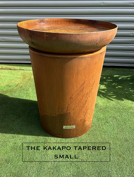 The Kakapo Small Tapered Corten Steel Bird Bath