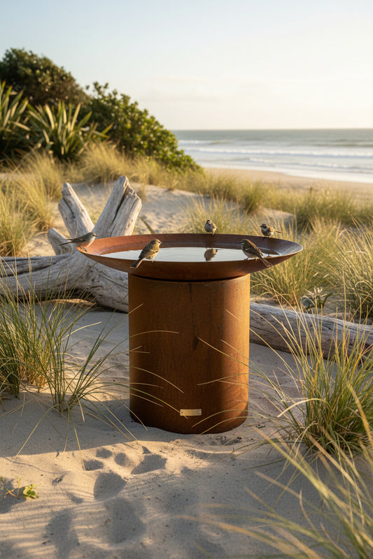 The Kingfisher 600 Corten Steel Bird Bath