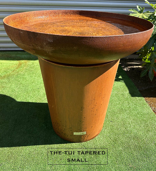 The Tui Small Tapered Corten Steel Bird Bath