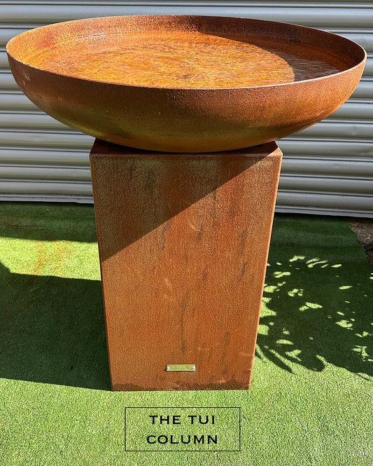 The Tui 750 Column Corten Steel Bird Bath